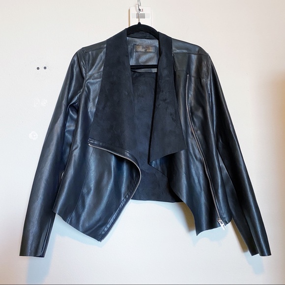 BLANKNYC Faux Leather Drape Front Jacket - Picture 2 of 4
